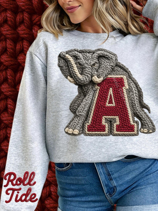 Alabama Faux Yarn w/ Roll Tide on Sleeve
