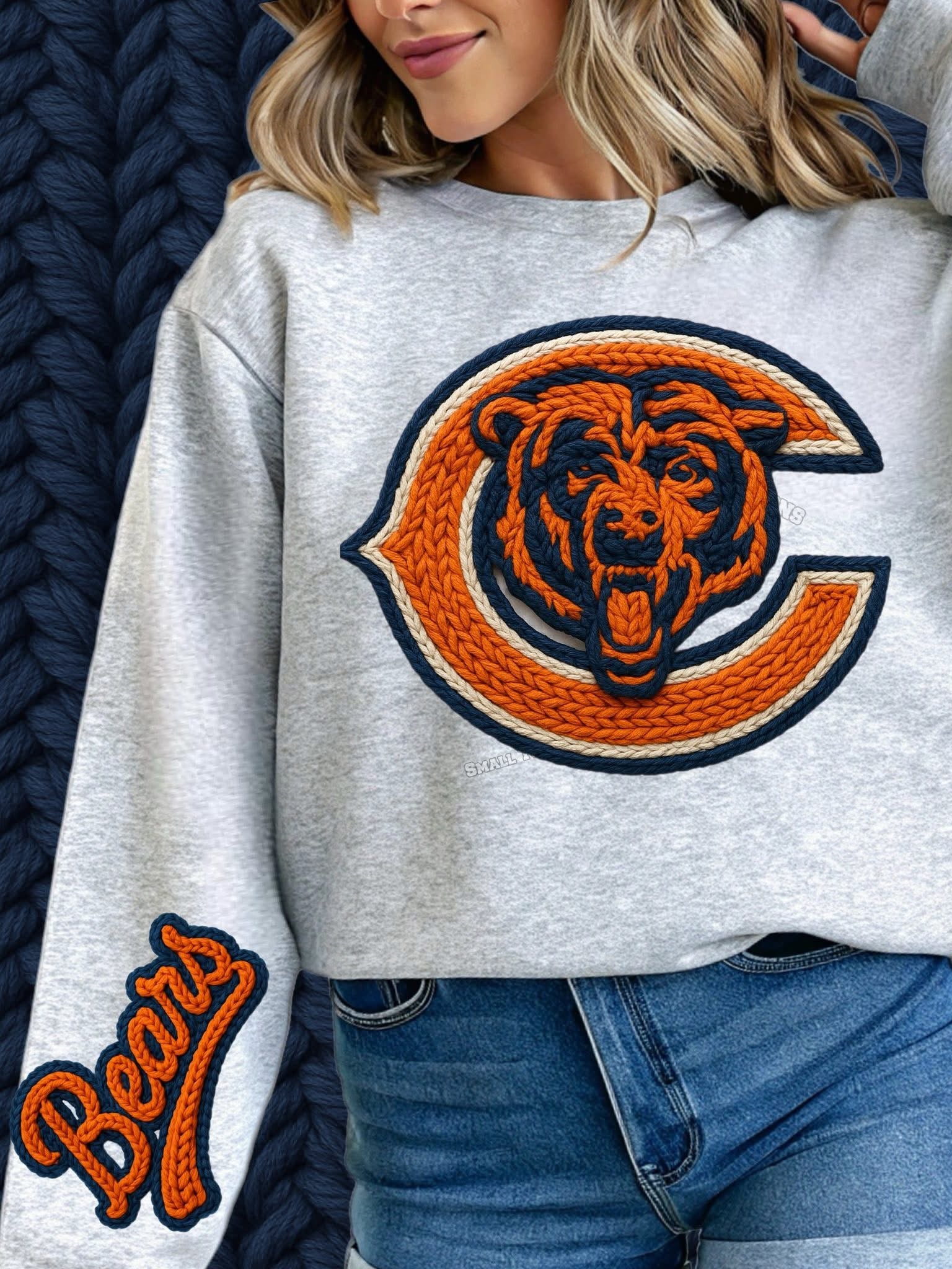 Bear Faux Yarn w/ Sleeve Print