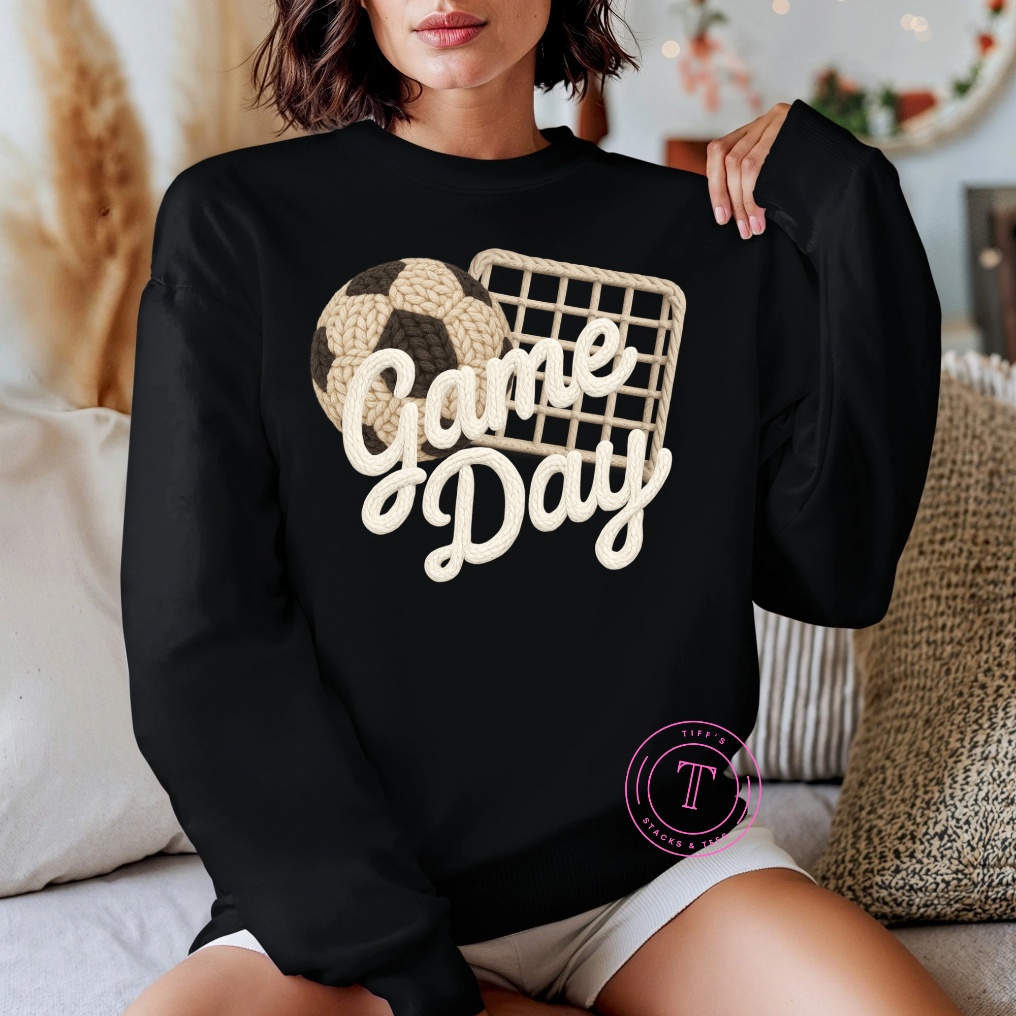 Soccer Game Day (White) Faux Yarn