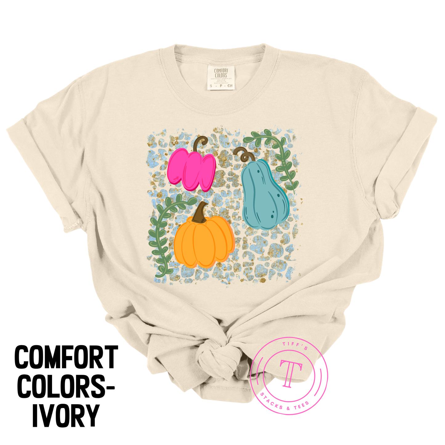 Pumpkins w/ Leopard Background