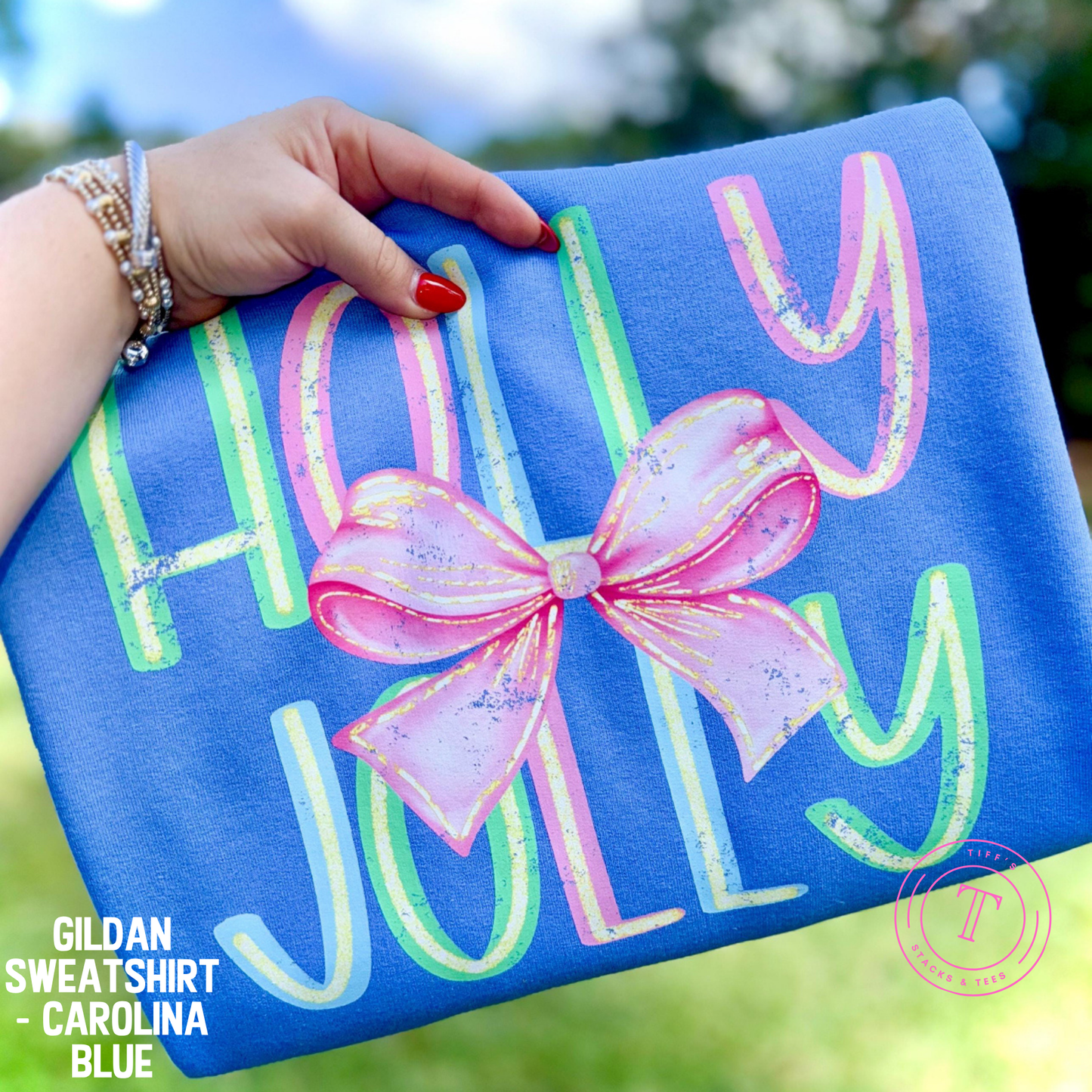 Holly Jolly w/ Pink Coquette Bow