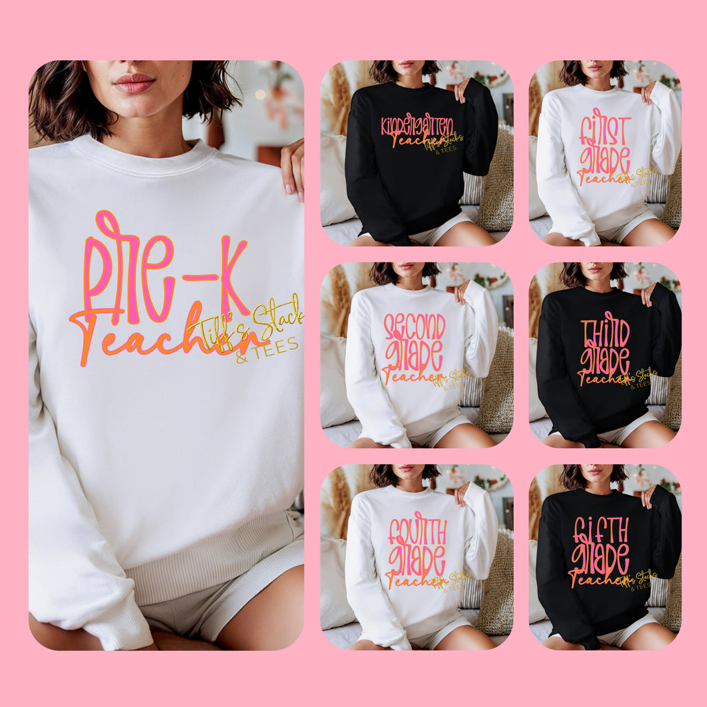 Pink/Orange Script Grade Levels