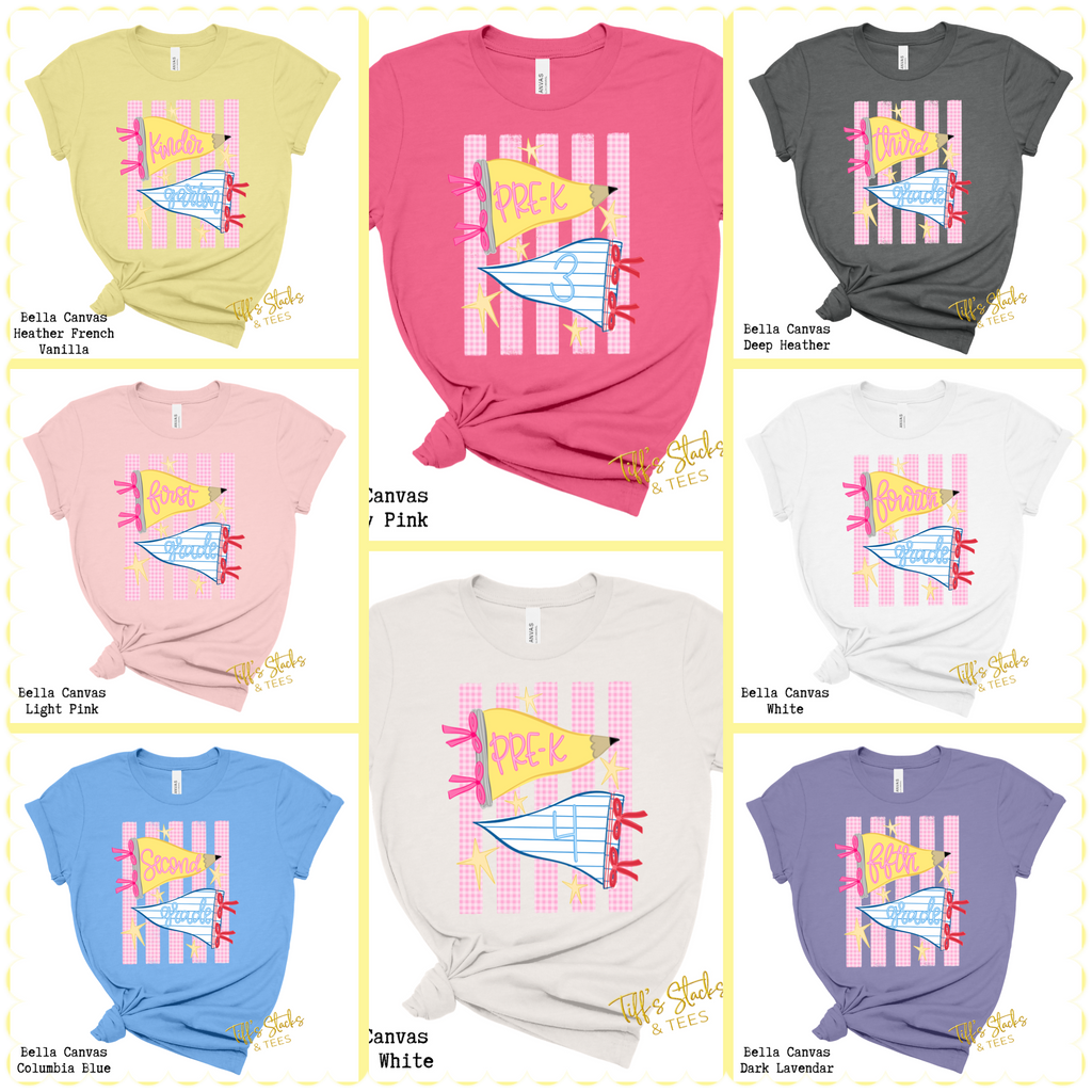 Preppy Striped Pennants Grade Levels