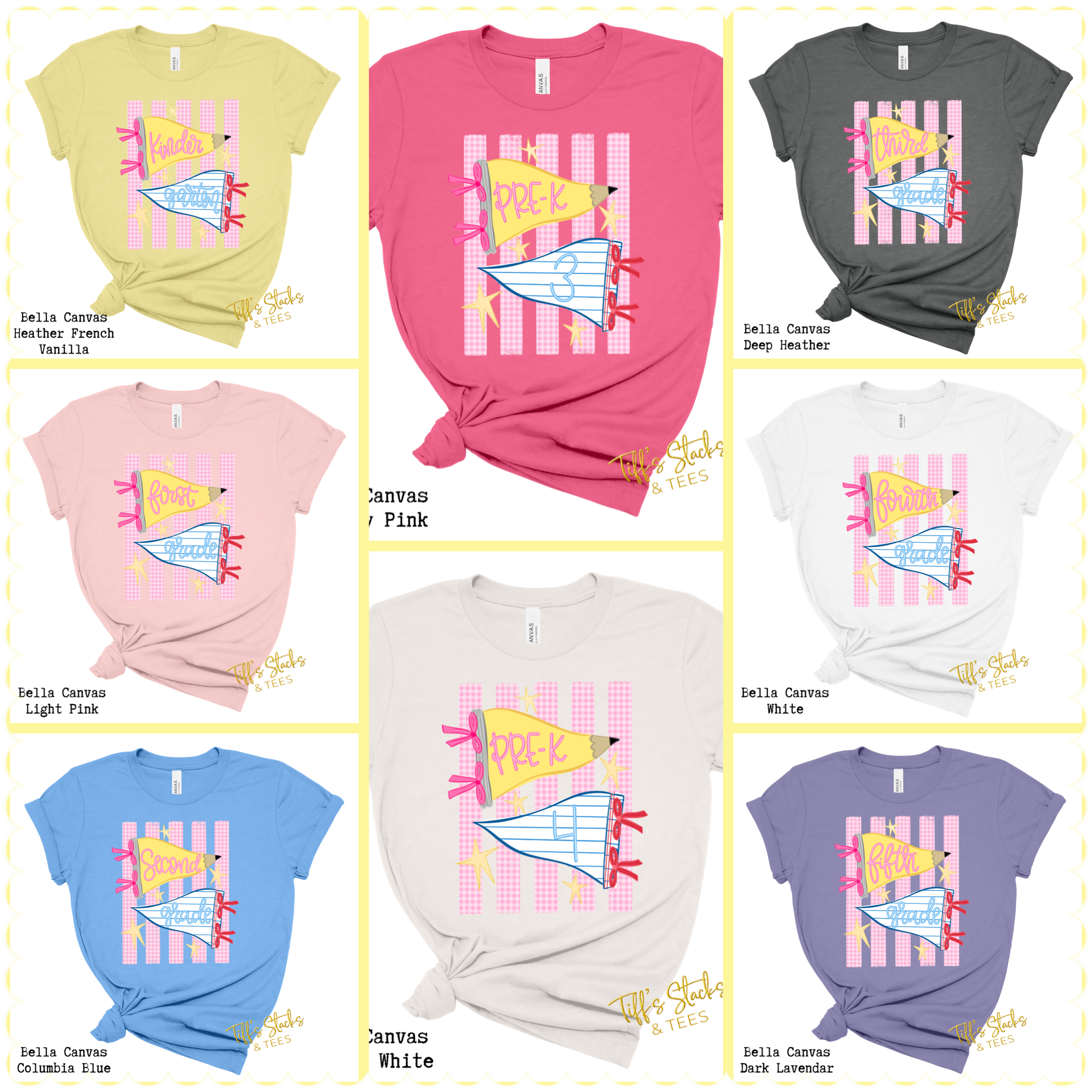 Preppy Striped Pennants Grade Levels