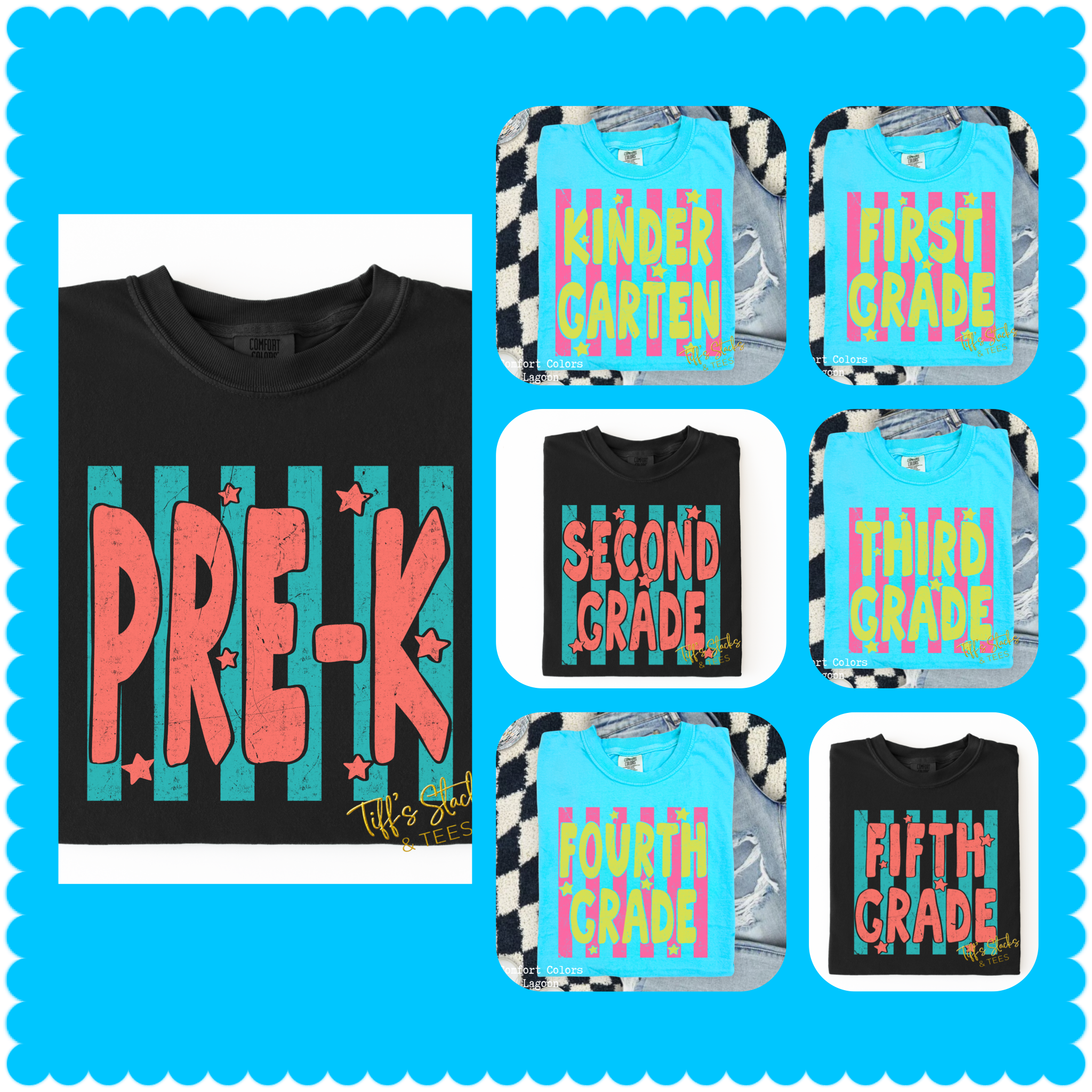 Neon Distressed Striped Grade Levels