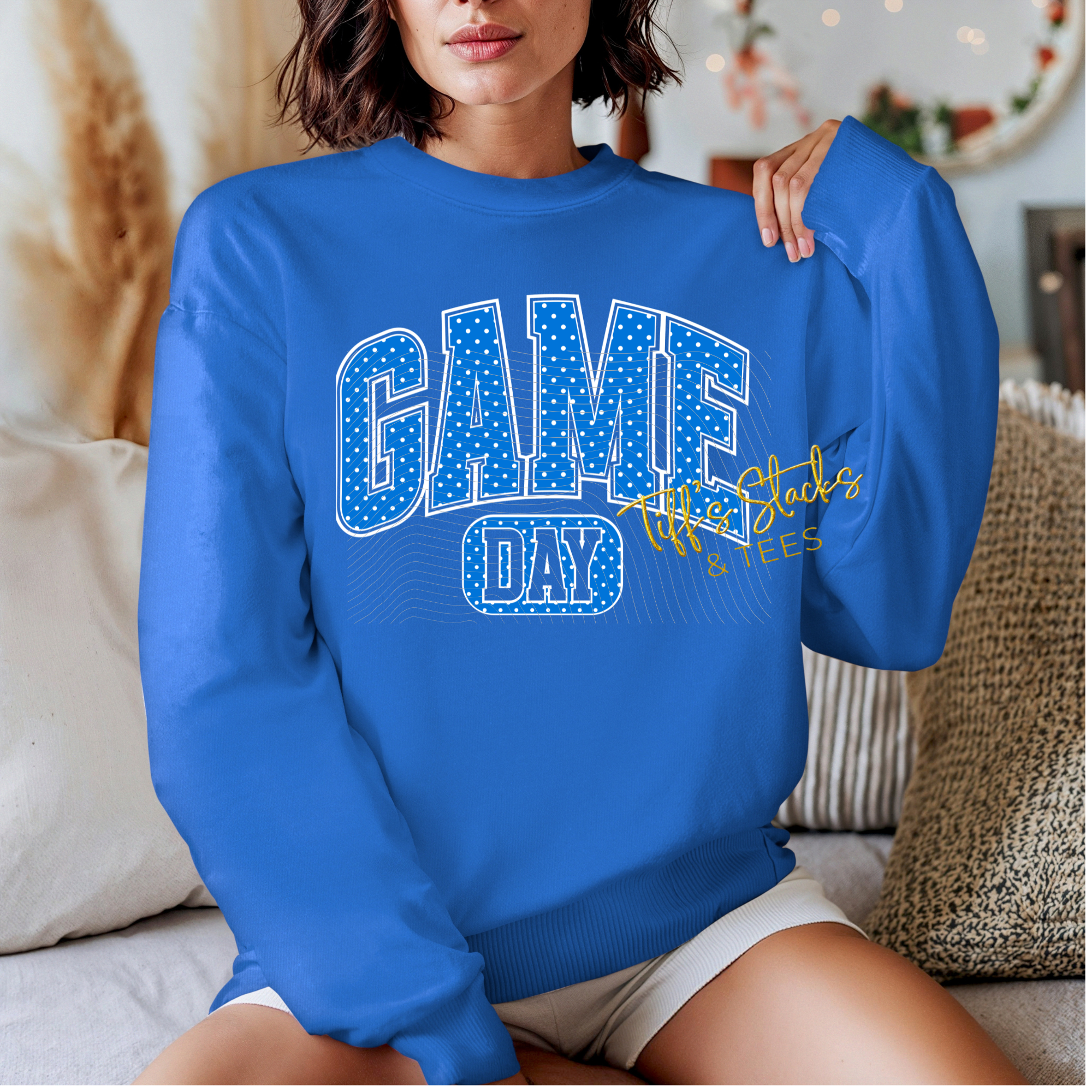 Game Day Blue Polka Dots