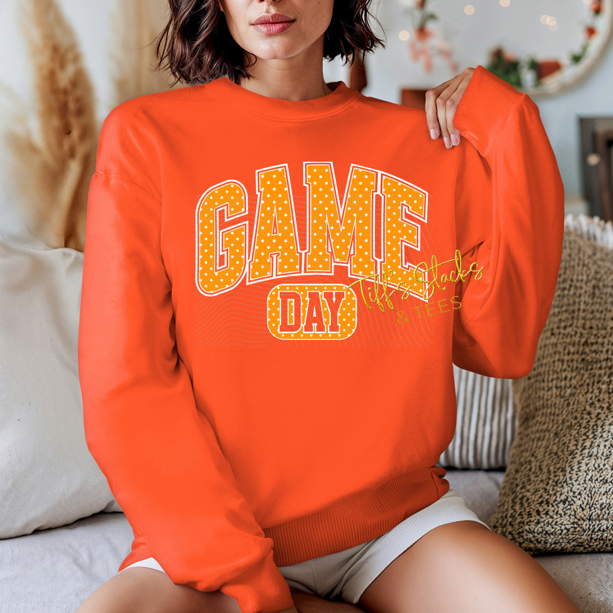 Game Day Orange Polka Dots