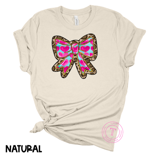 Leopard Bow with Hearts Youth