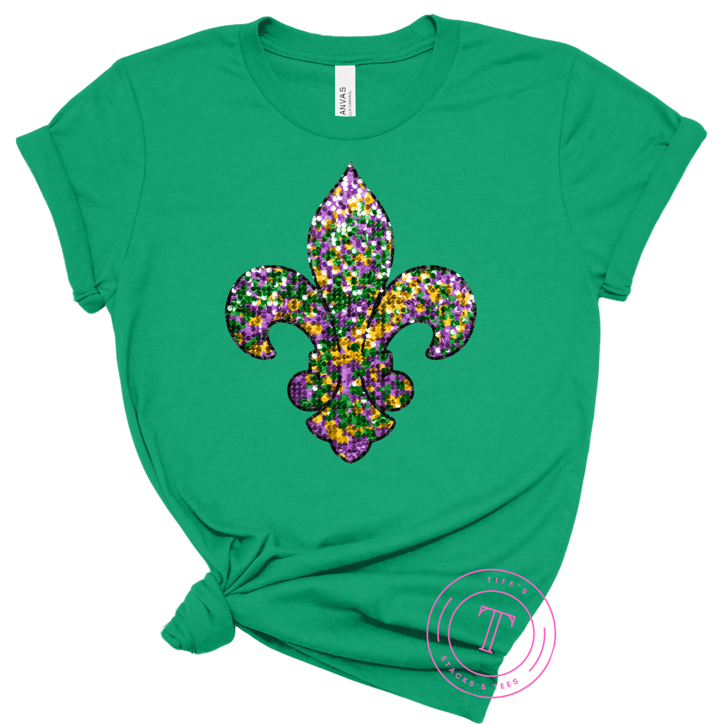 Mardi Gras Glitter Fleur De Lis Faux Glitter