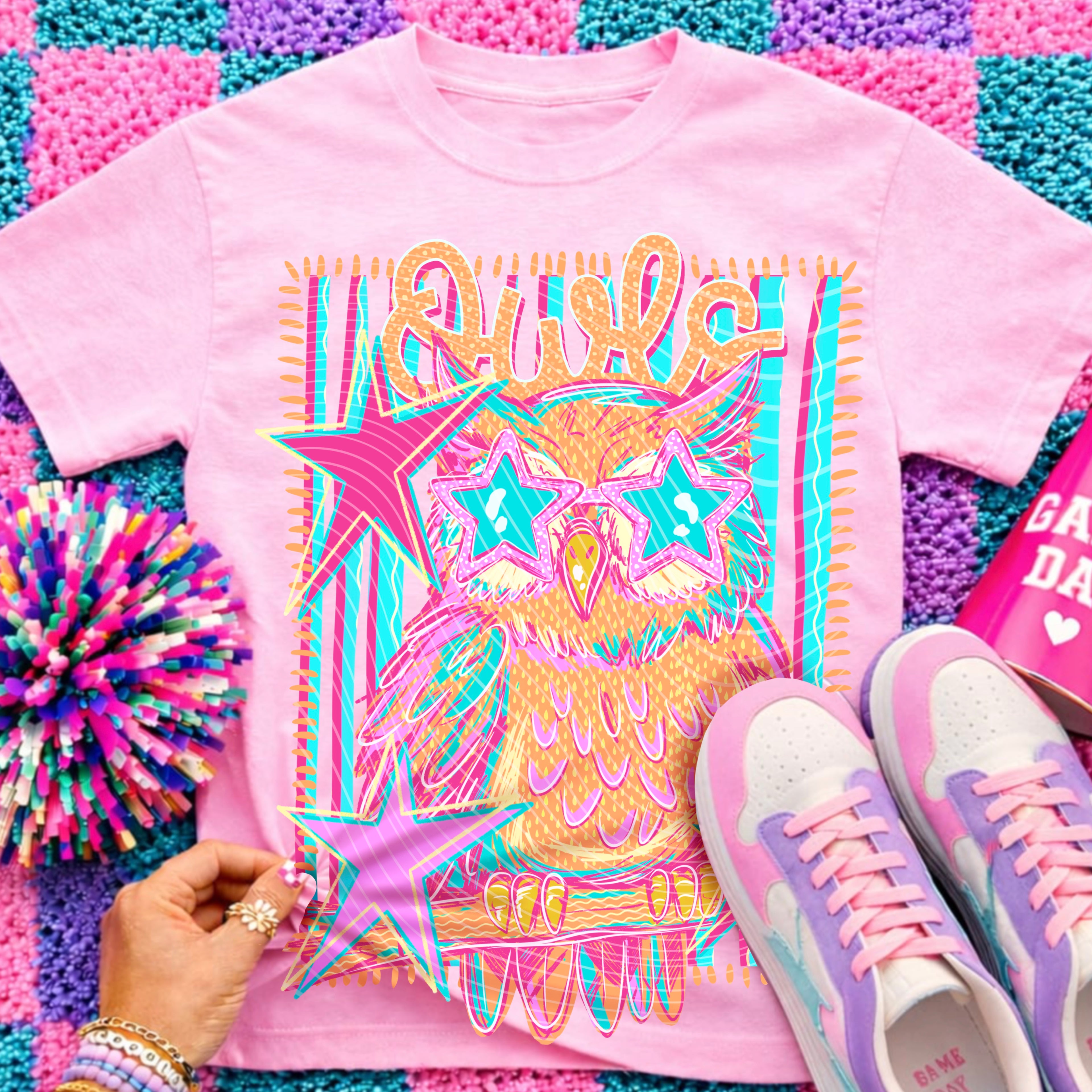 Owls Neon Preppy Striped Youth