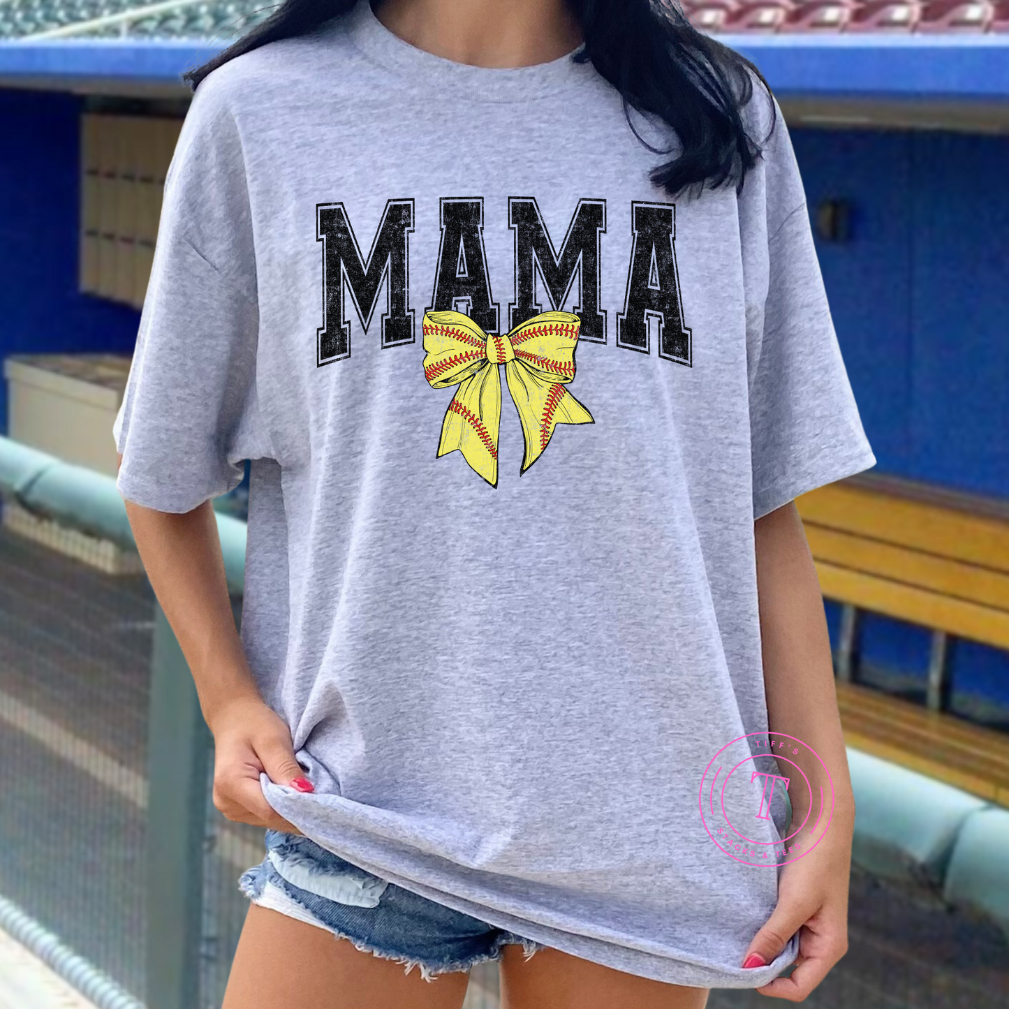 Softball Mama Coquette Bow Black