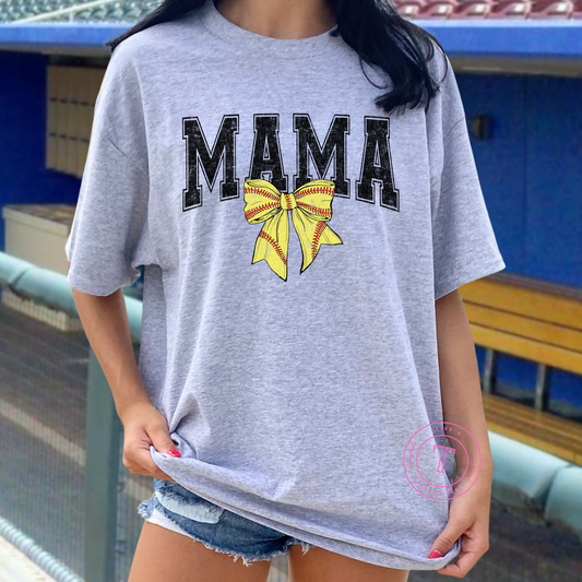 Softball Mama Coquette Bow Black