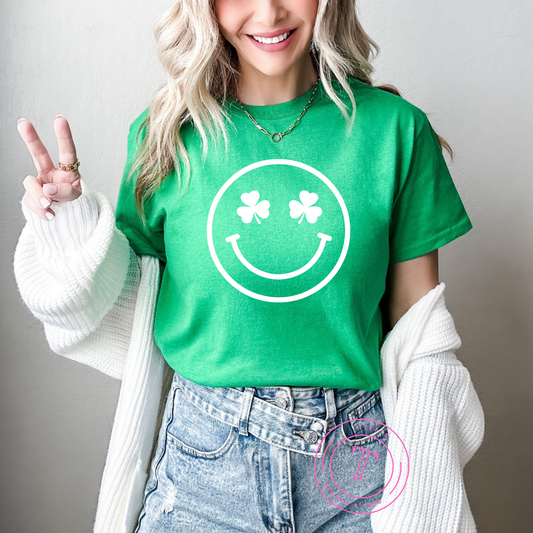St. Patrick's Day Shamrock Smiley Face Youth