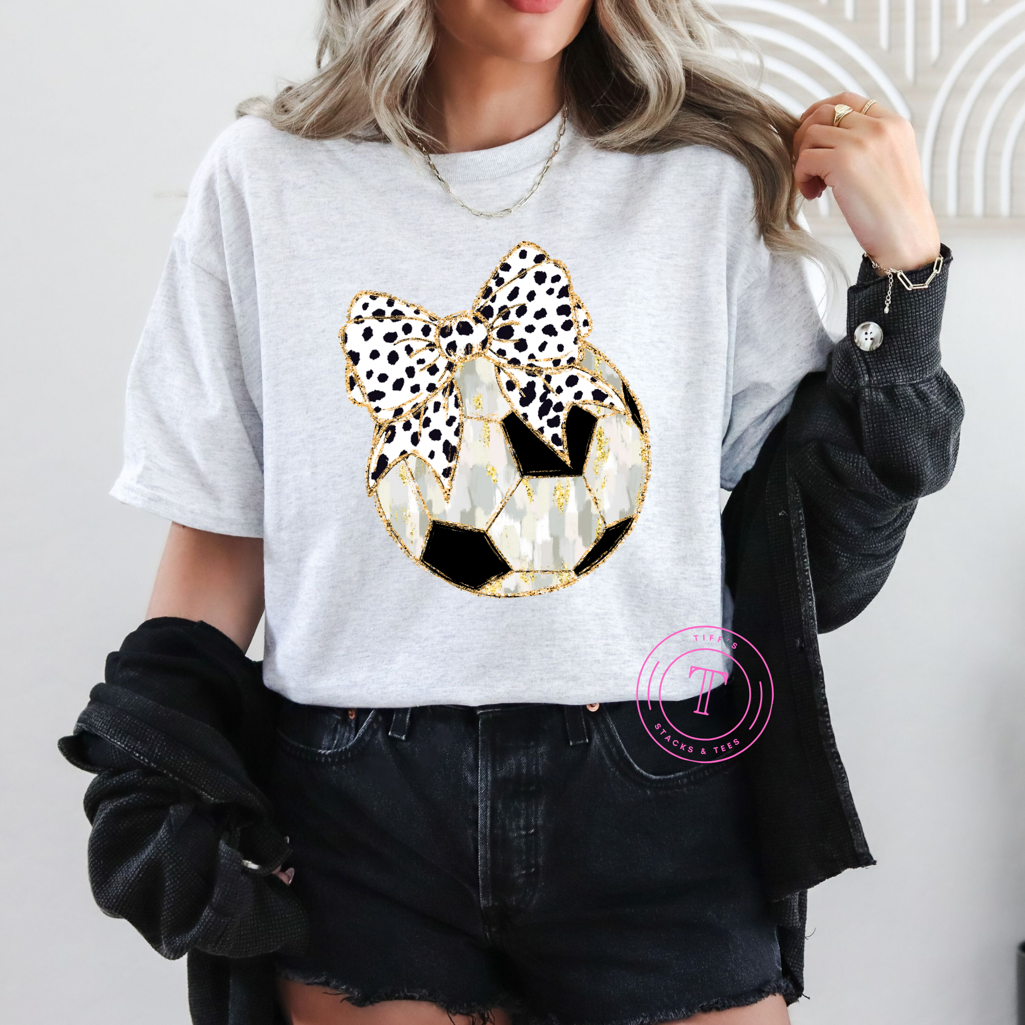 Soccer Dalmation Dot Coquette Bow