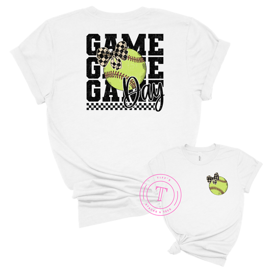 Softball Game Day Coquette Front/Back