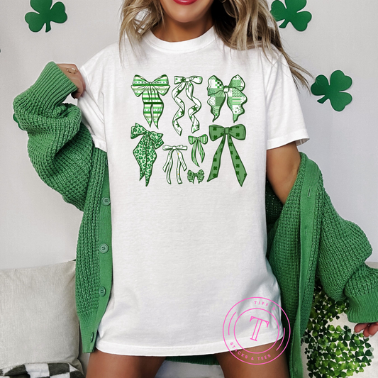 St. Patrick's Day Green Coquette Bows Youth